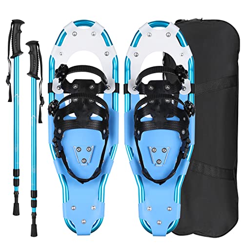 Schneeschuh Set mit Aluminium Rahmen, Größenverstellbar und Tragtasche, blau