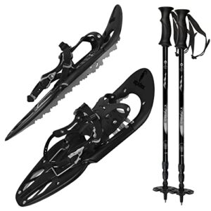 Schneeschuhe mit Steighilfe und Tragetasche für Winterwanderungen, schwarz