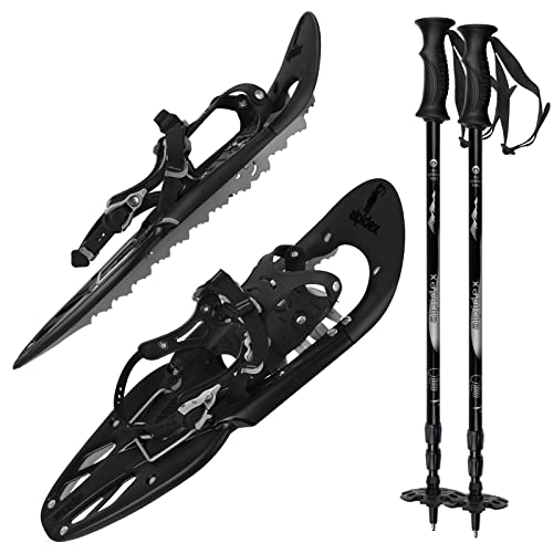 Schneeschuhe mit Steighilfe und Tragetasche für Winterwanderungen, schwarz