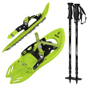 Schneeschuhe für Kinder von 6 bis 12 Jahren, ALPIDEX Schneeschuh mit Teleskopstöcken und breiter Auflagefläche