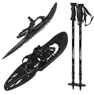 Schneeschuhe mit Stöcken für Winteraktivitäten, perfekt für Wanderungen in der Schnee