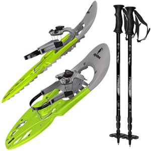 Schneeschuhe mit Stöcken von ALPIDEX - Schnellverschluss-Bindung und Schuhgröße 38-46 bis 140 kg