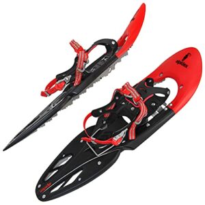 ALPIDEX Schneeschuhe 29 Zoll für Schuhgröße 38-46, bis 140 kg, Steighilfe mit Tragetasche und optionalen Stöcken, Rot ohne Stöcke