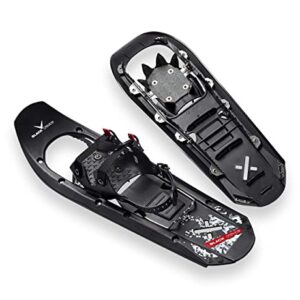 Black Crevice Schneeschuhe mit Kunststoffzackenprofil und Stainless Steel Steighilfe für sicheren Anstieg im Winter