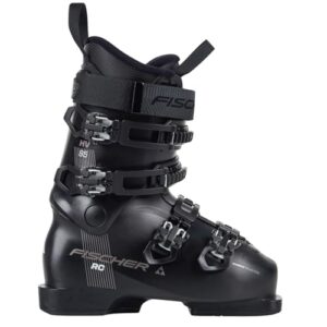 Schwarze Damen-Skischuhe von Fischer, RC 85, Flex 85, MP27/27.5, Alpinschuh, breite Passform, Komfort-Innenschuh, für fortgeschrittene bis gute Fahrerinnen
