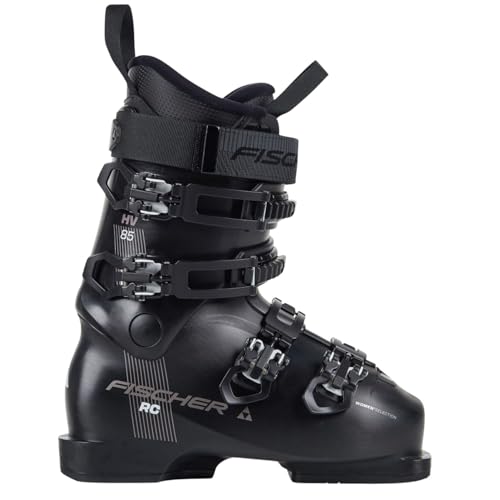 Schwarze Damen-Skischuhe von Fischer, RC 85, Flex 85, MP27/27.5, Alpinschuh, breite Passform, Komfort-Innenschuh, für fortgeschrittene bis gute Fahrerinnen