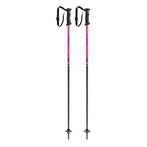 LEKI Skistöcke für Kinder, Aluminiumkonstruktion, Downhill-Skifahren, 85 cm lang, schwarze und rosa Farben