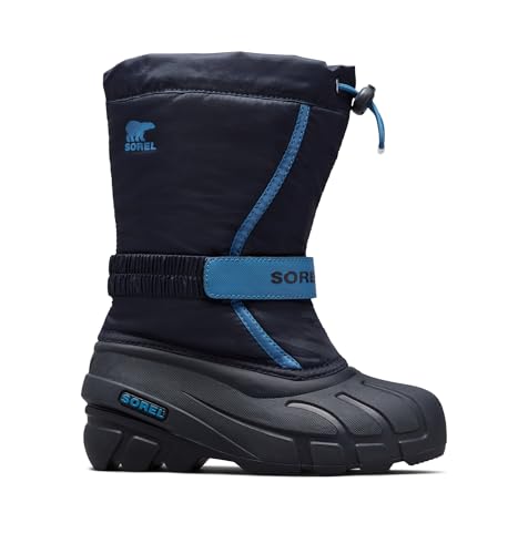 Sorel Youth Flurry Schneestiefel, Collegiate Navy, Atmosphere, 34 EU - Wasserdichte Schuhe für Jugendliche mit Filzfutter und Profilsohle