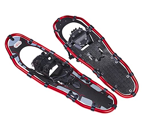 BLACK CREVICE Alu Schneeschuhe für Herren und Damen mit Aluminiumrahmen und einstellbaren Fersenriemen zum Wandern im Schnee
